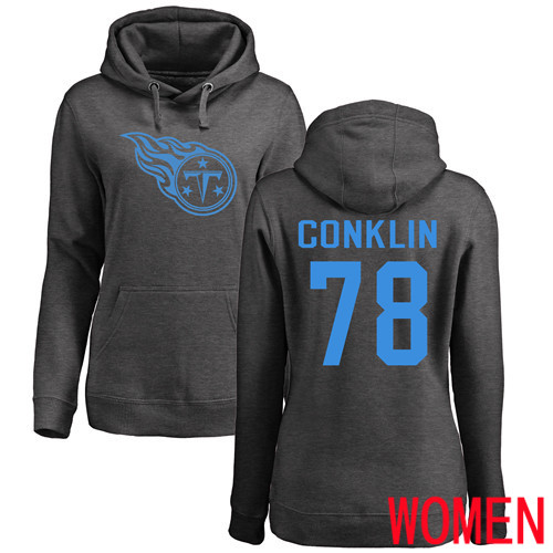 Tennessee Titans Ash Women Jack Conklin One Color NFL Football #78 Pullover Hoodie Sweatshirts->tennessee titans->NFL Jersey